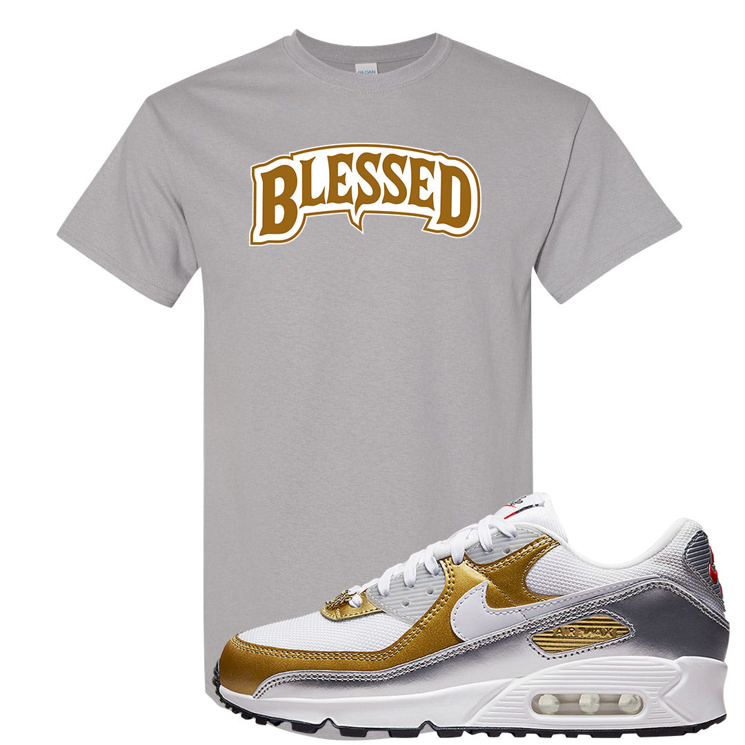 Gold Silver 90s T Shirt | Blessed Arch, Gravel
