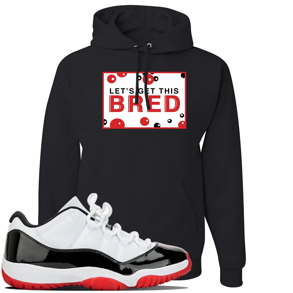 Jordan 11 Low White Black Red Sneaker Black Pullover Hoodie | Hoodie to match Nike Air Jordan 11 Low White Black Red Shoes | Let's Get This Bread