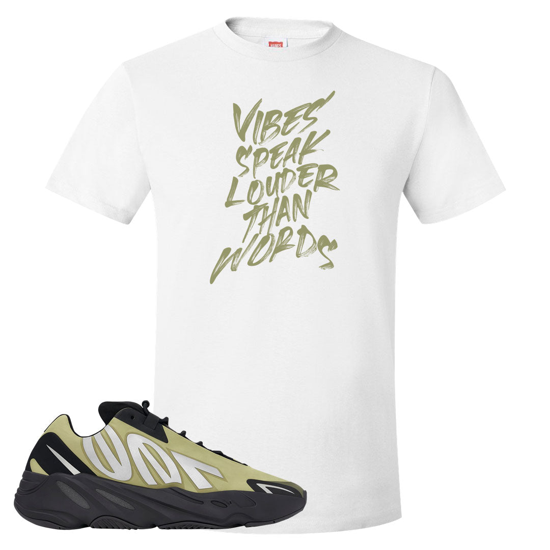 Resin MNVN 700s T Shirt | Vibes Speak Louder Than Words, White
