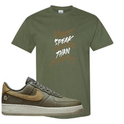 Tortoise Low AF1s T Shirt | Vibes Speak Louder Than Words, Military Green