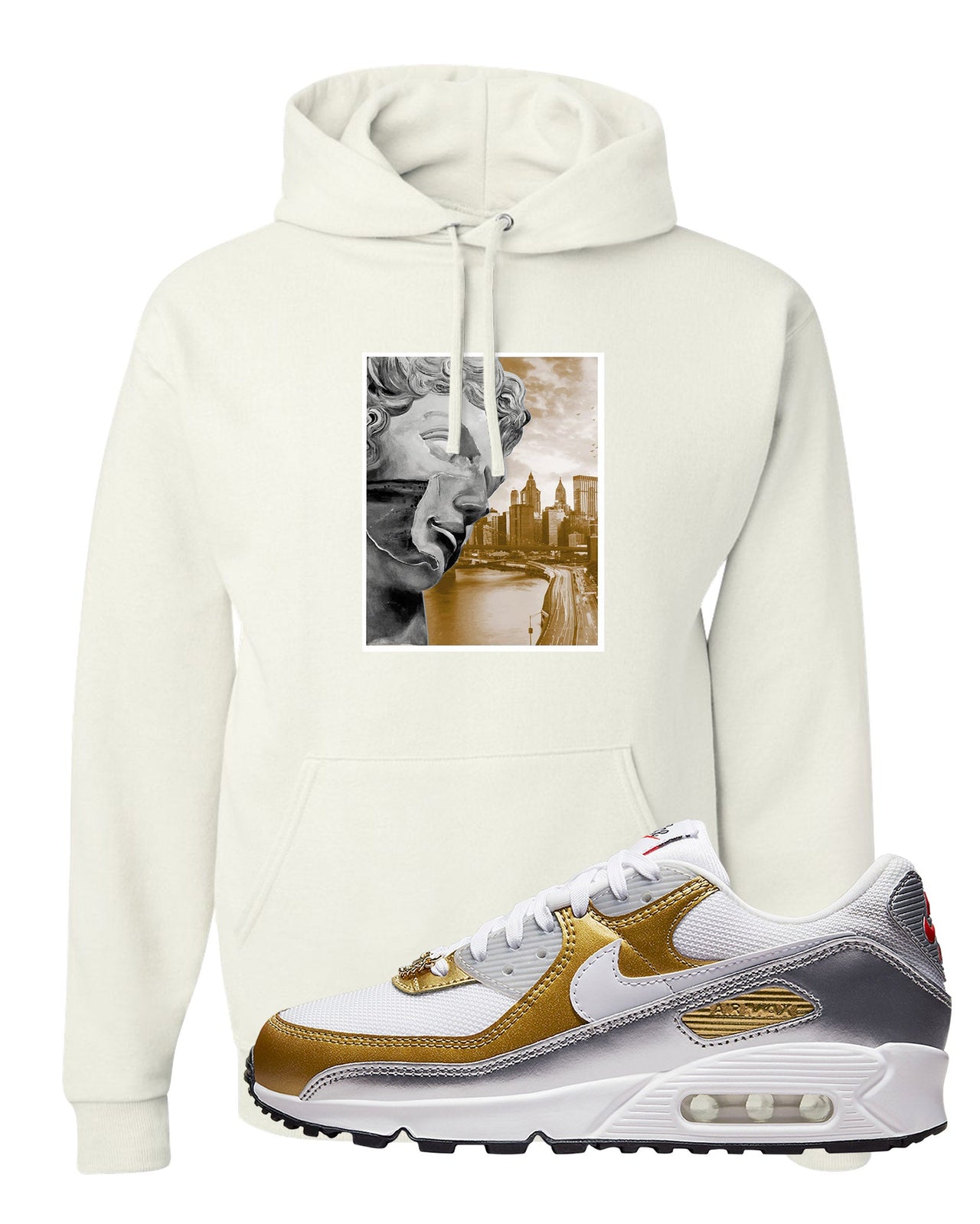 Gold Silver 90s Hoodie | Miguel, White