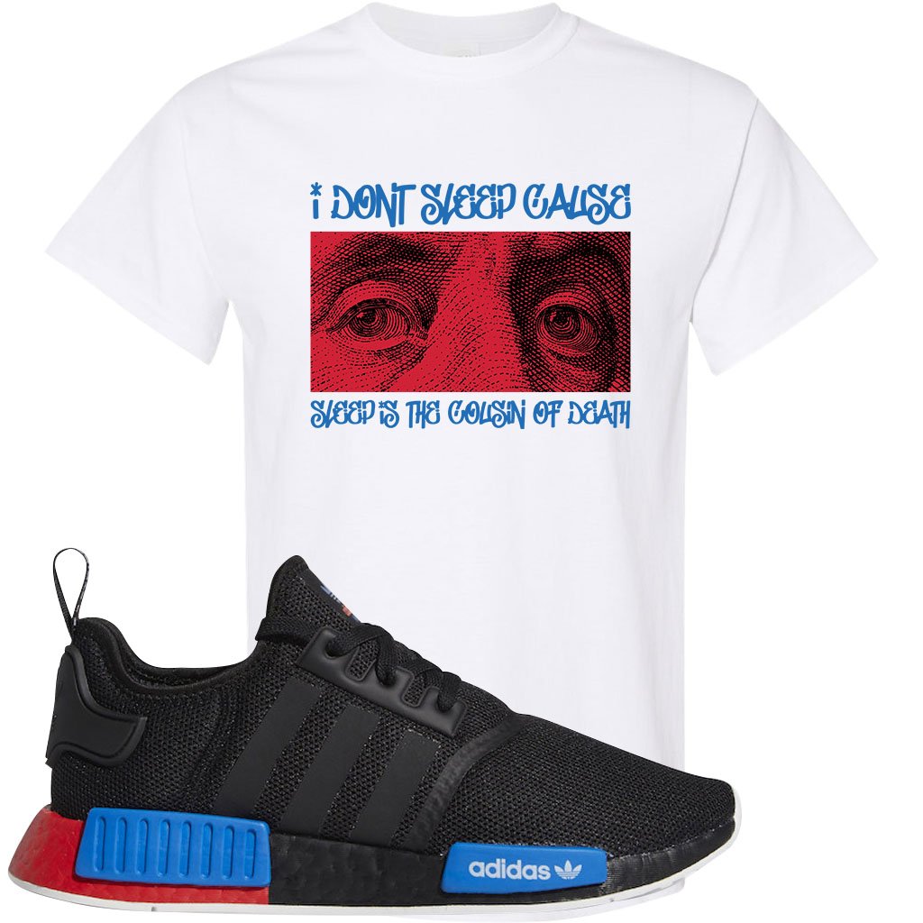 NMD R1 Black Red Boost Matching Tshirt | Sneaker shirt to match NMD R1s | Franklin Eyes, White