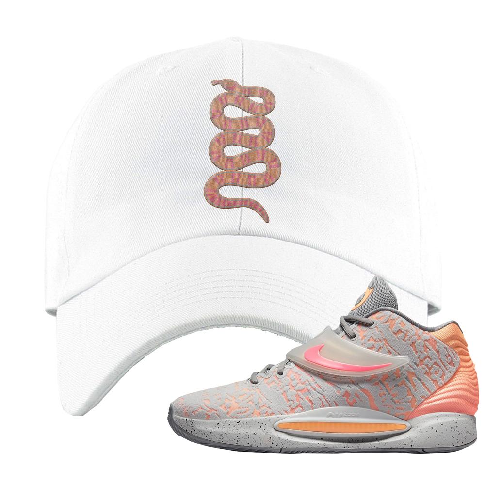 Sunset KD 14s Dad Hat | Coiled Snake, White