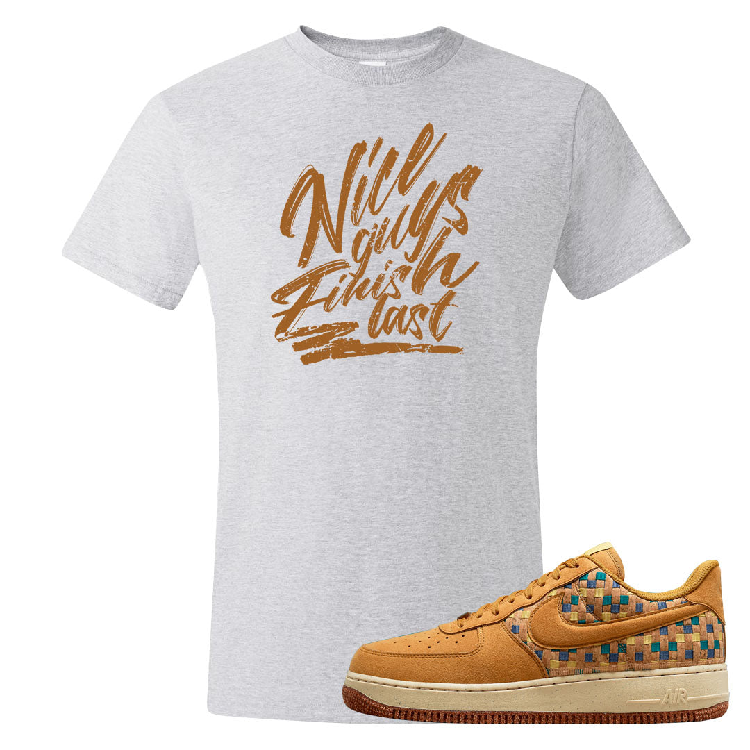 Woven Cork Low AF 1s T Shirt | Nice Guys Finish Last, Ash