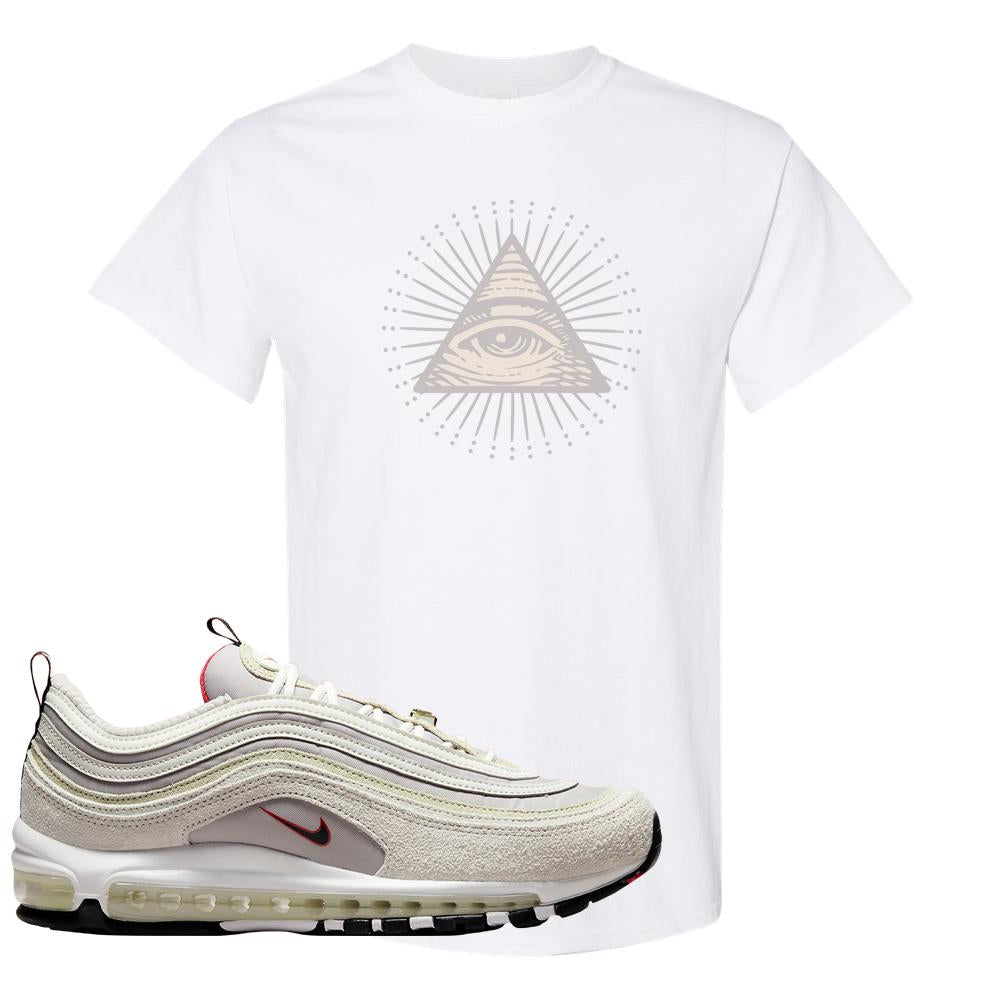 First Use Suede 97s T Shirt | All Seeing Eye, White
