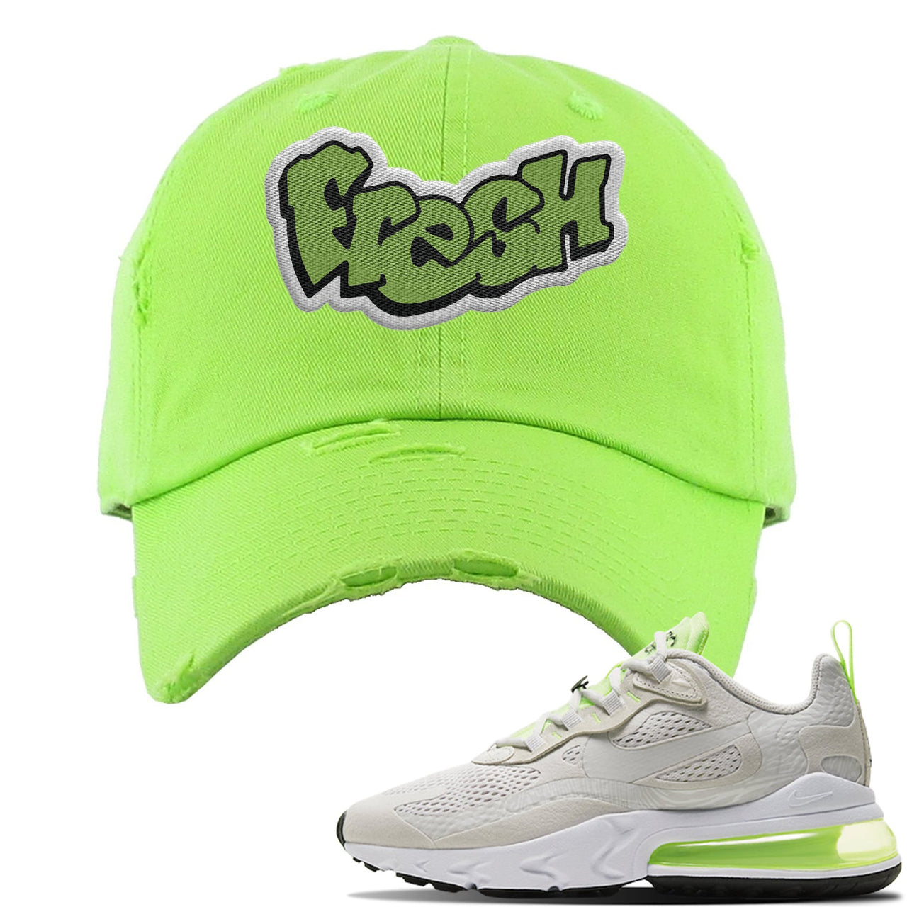 Ghost Green React 270s Distressed Dad Hat | Fresh, Lime Green