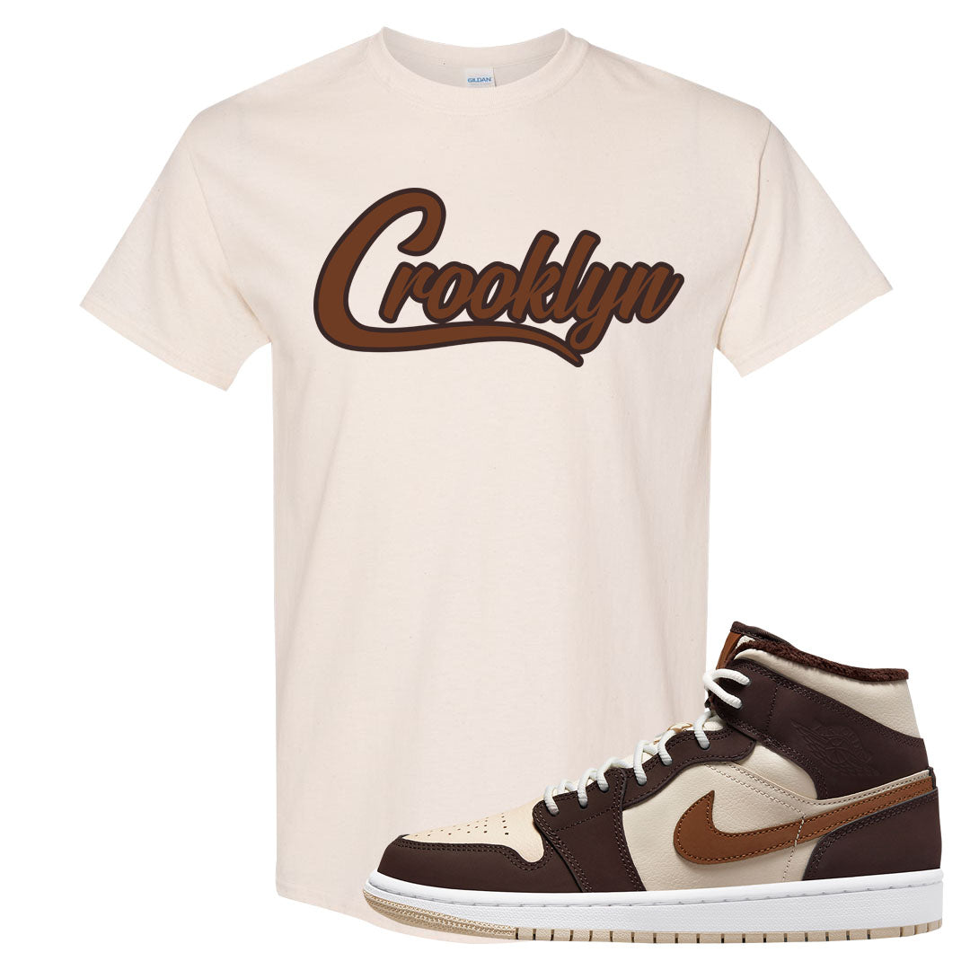 Brown Fleece Mid 1s T Shirt | Crooklyn, Natural