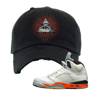Shattered Backboard 5s Distressed Dad Hat | All Seeing Eye, Black