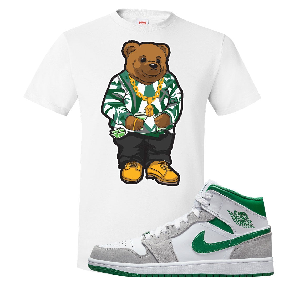 Light Smoke Pine Green Mid 1s T Shirt | Sweater Bear, White