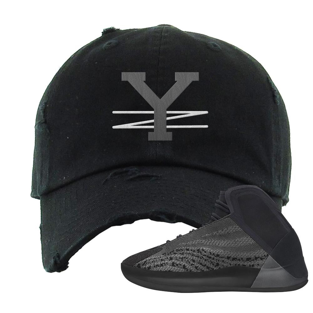 Onyx Quantums Distressed Dad Hat | YZ, Black