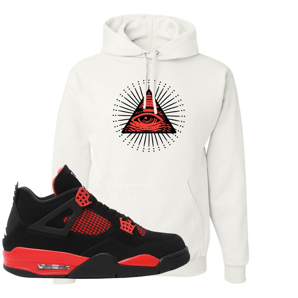 Red Thunder 4s Hoodie | All Seeing Eye, White