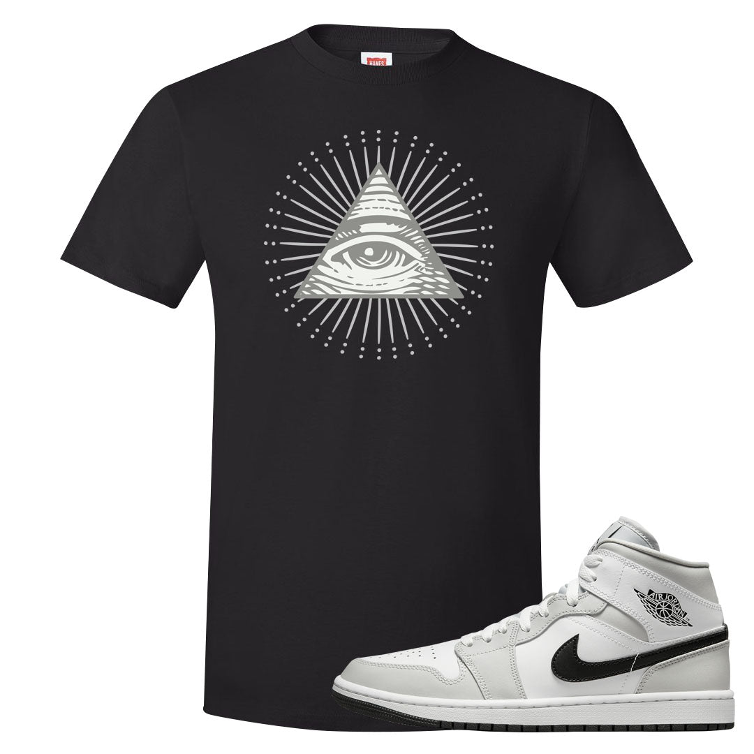 Light Smoke Grey Mid 1s T Shirt | All Seeing Eye, Black