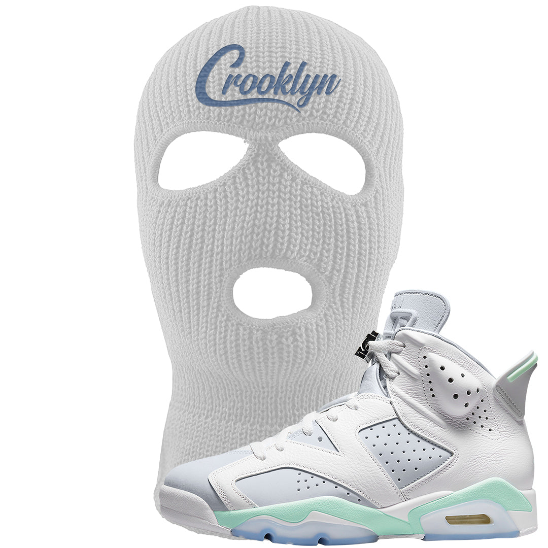 Mint Foam 6s Ski Mask | Crooklyn, White