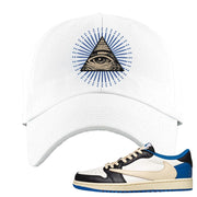 Sail Black Military Blue Shy Pink Low 1s Dad Hat | All Seeing Eye, White