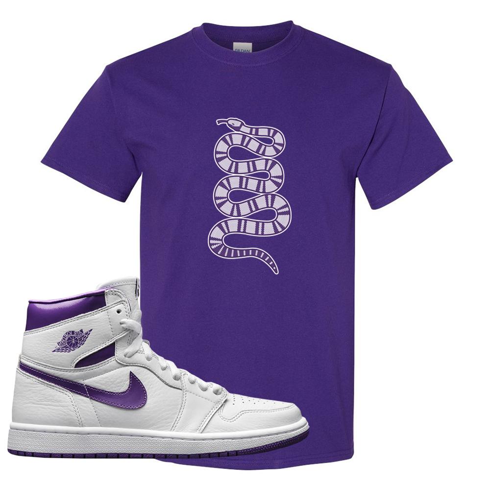 Air Jordan 1 Metallic Purple T Shirt | Coiled Snake, Purple