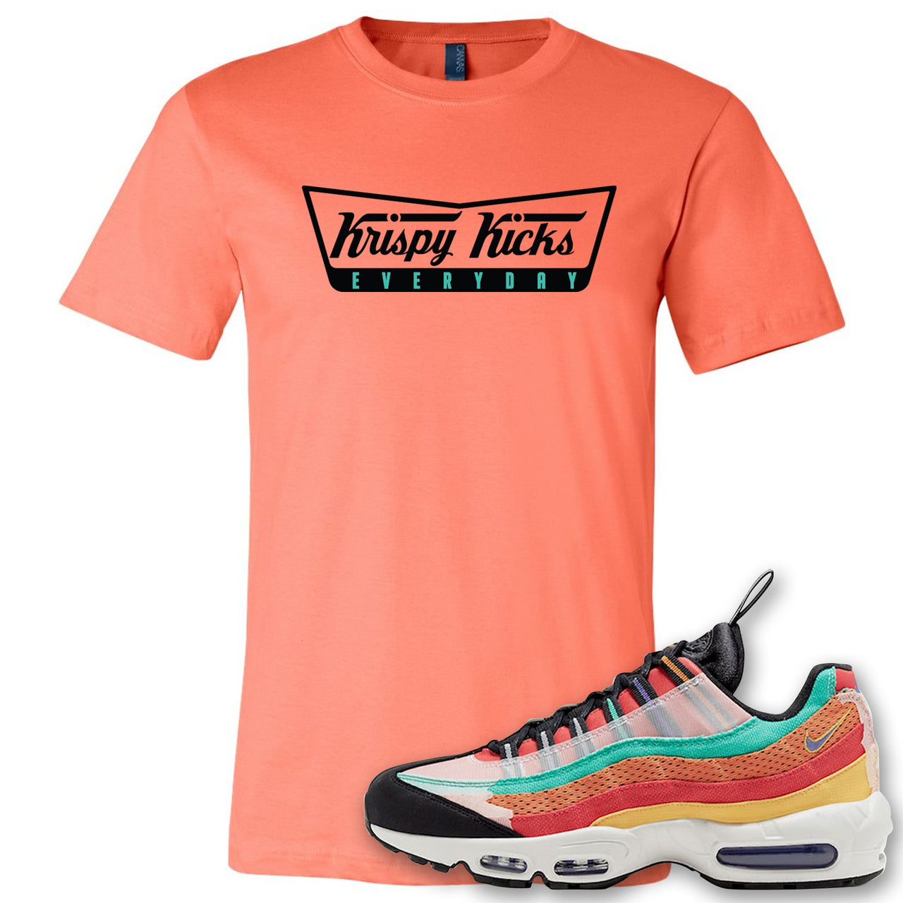Air Max 95 Black History Month Sneaker Coral Silk T Shirt | Tees to match Nike Air Max 95 Black History Month Shoes | Krispy Kicks