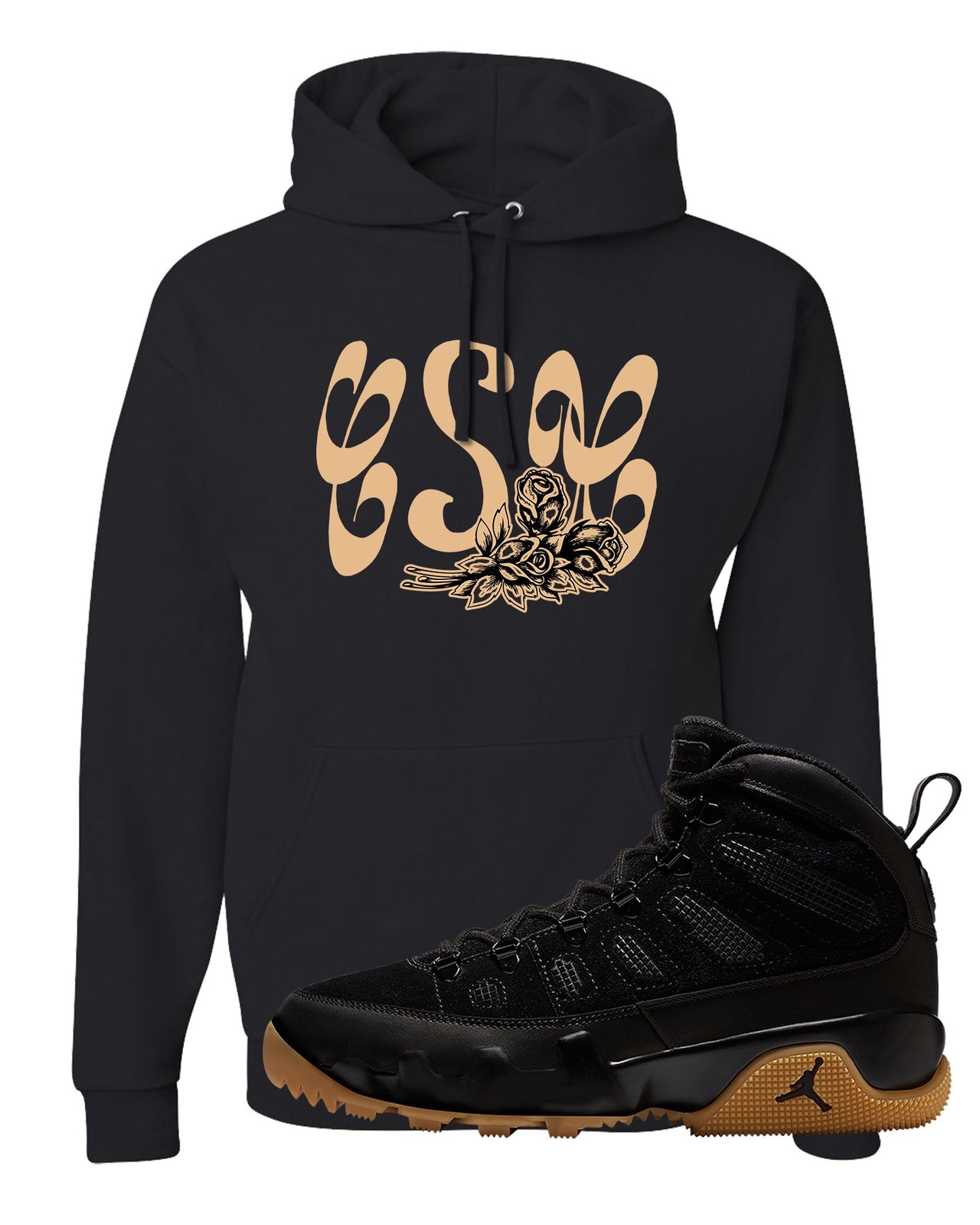 NRG Black Gum Boot 9s Hoodie | Certified Sneakerhead, Black