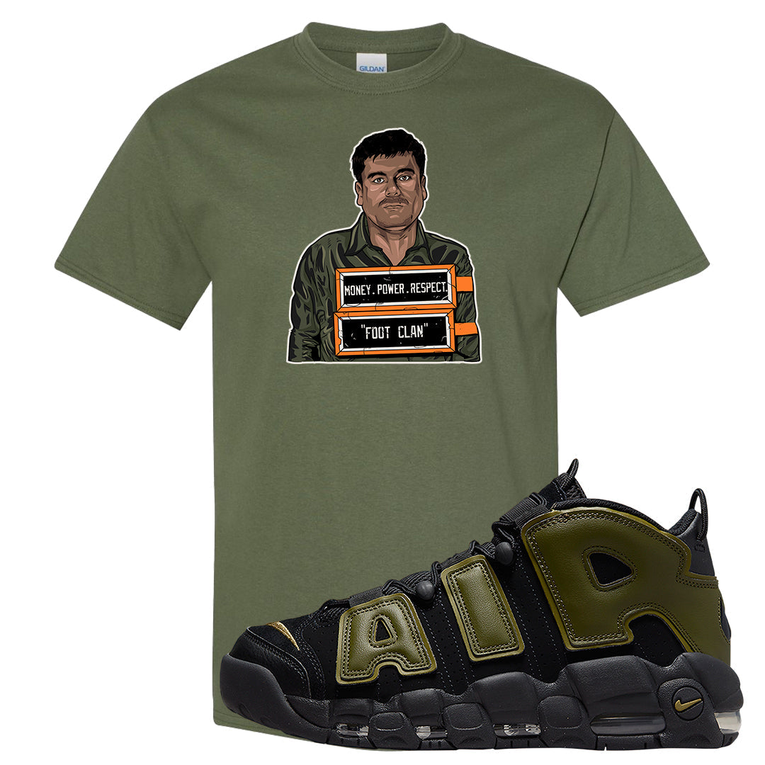 Guard Dog More Uptempos T Shirt | El Chapo Illustration, Military Green