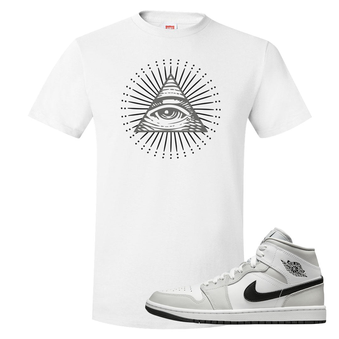 Light Smoke Grey Mid 1s T Shirt | All Seeing Eye, White