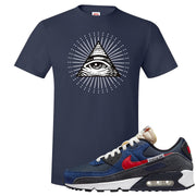 AMRC 90s T Shirt | All Seeing Eye, Navy Blue