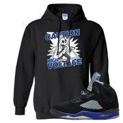 Racer Blue 5s Hoodie | Caution High Voltage, Black