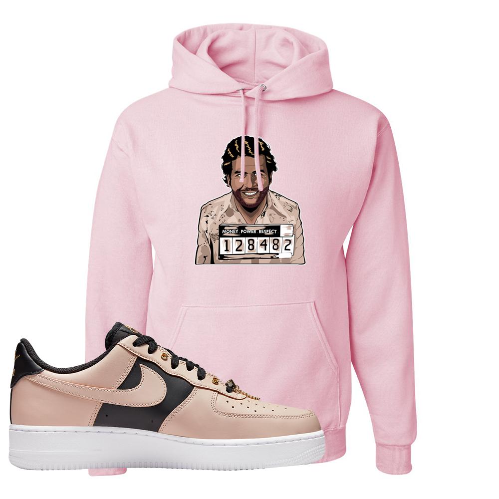 Air Force 1 Low Bling Tan Leather Hoodie | Escobar Illustration, Light Pink