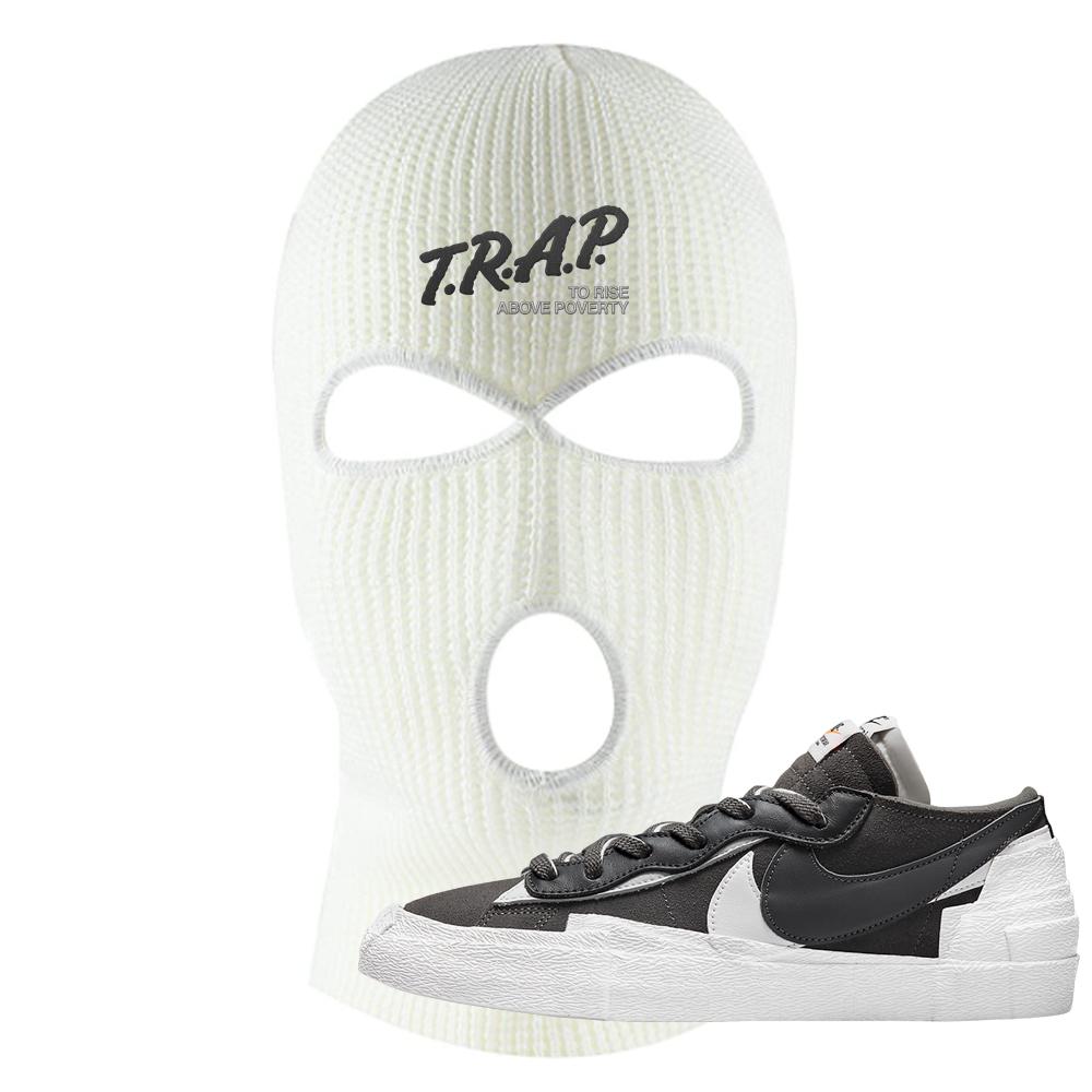 Iron Grey Low Blazers Ski Mask | Trap To Rise Above Poverty, White