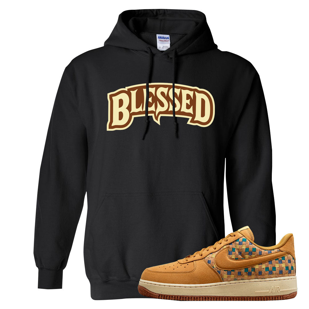 Woven Cork Low AF 1s Hoodie | Blessed Arch, Black