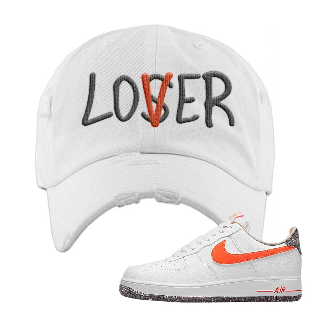 Air Force 1 Low Crimson Grind Rubber Distressed Dad Hat | Lover, White