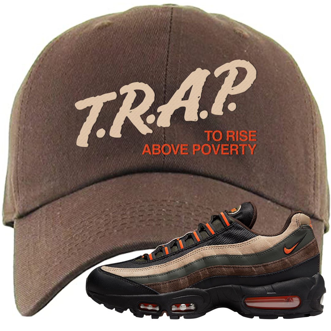 Dark Army Orange Blaze 95s Dad Hat | Trap To Rise Above Poverty, Brown