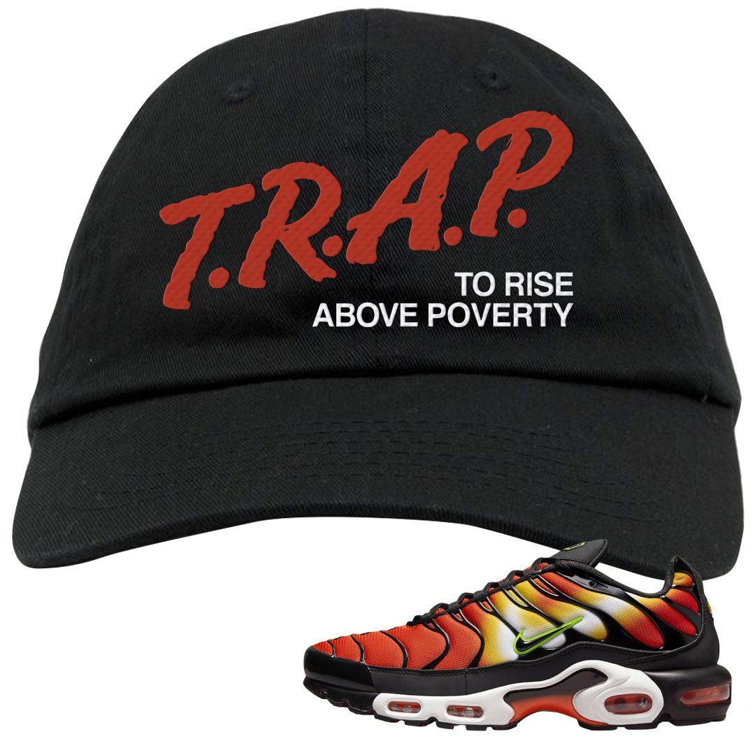 Sunset Gradient Pluses Dad Hat | Trap To Rise Above Poverty, Black