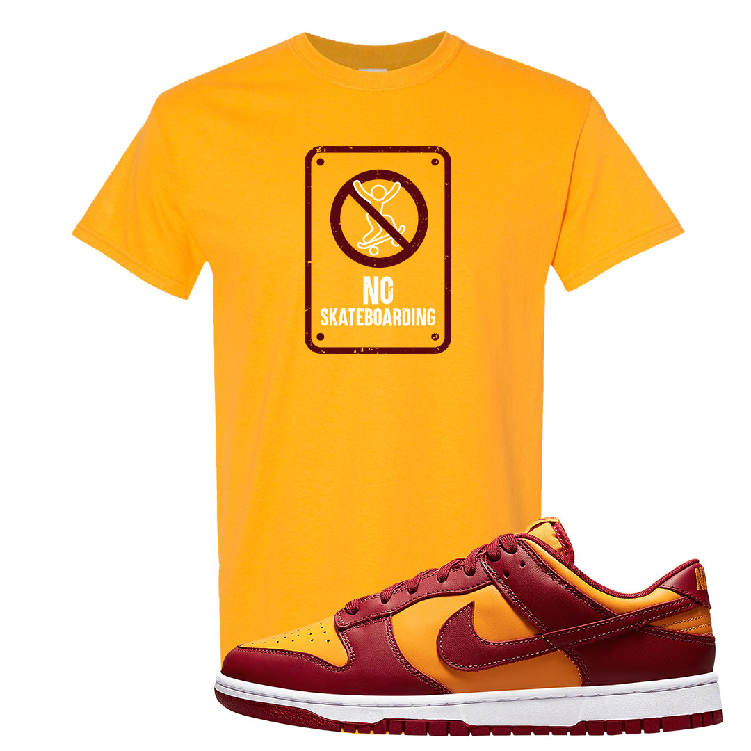 Midas Gold Low Dunks T Shirt | No Skating Sign, Gold