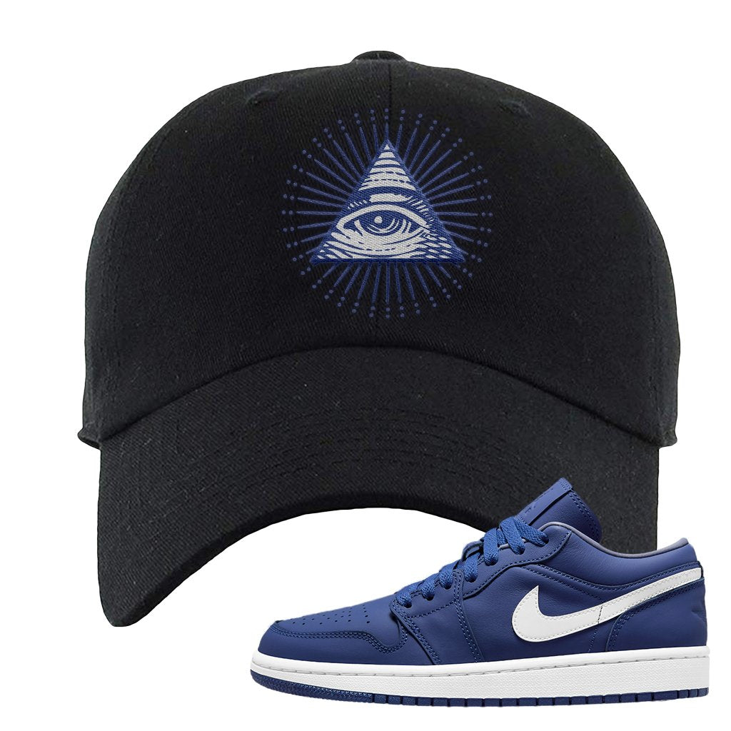 WMNS Dusty Blue Low 1s Dad Hat | All Seeing Eye, Black