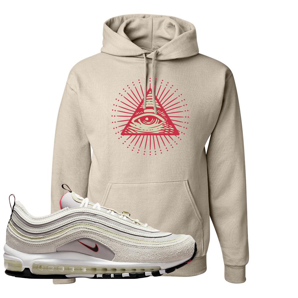 First Use Suede 97s Hoodie | All Seeing Eye, Sand