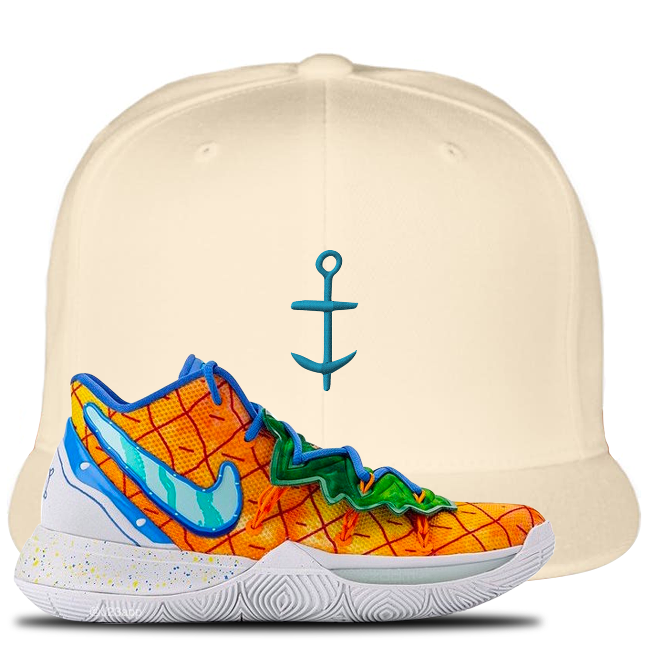 Kyrie 5 Pineapple House Anchor White Sneaker Hook Up Snapback Hat