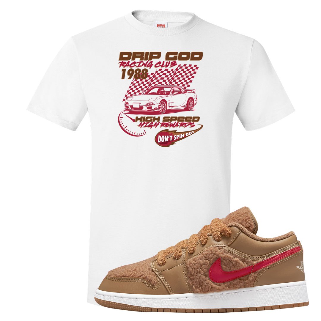 Teddy Bear Low 1s T Shirt | Drip God Racing Club, White