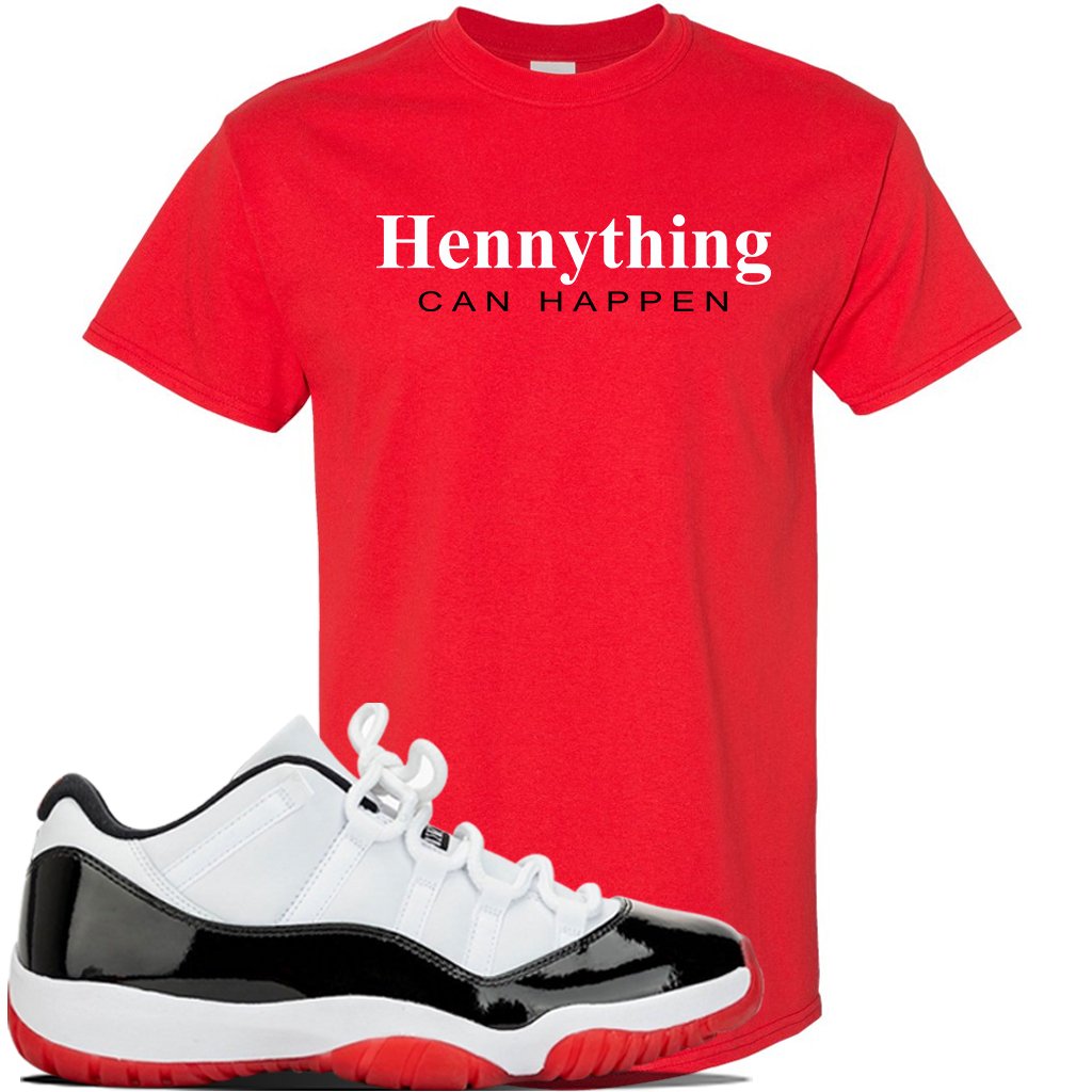 Jordan 11 Low White Black Red Sneaker Red T Shirt | Tees to match Nike Air Jordan 11 Low White Black Red Shoes | HennyThing Is Possible