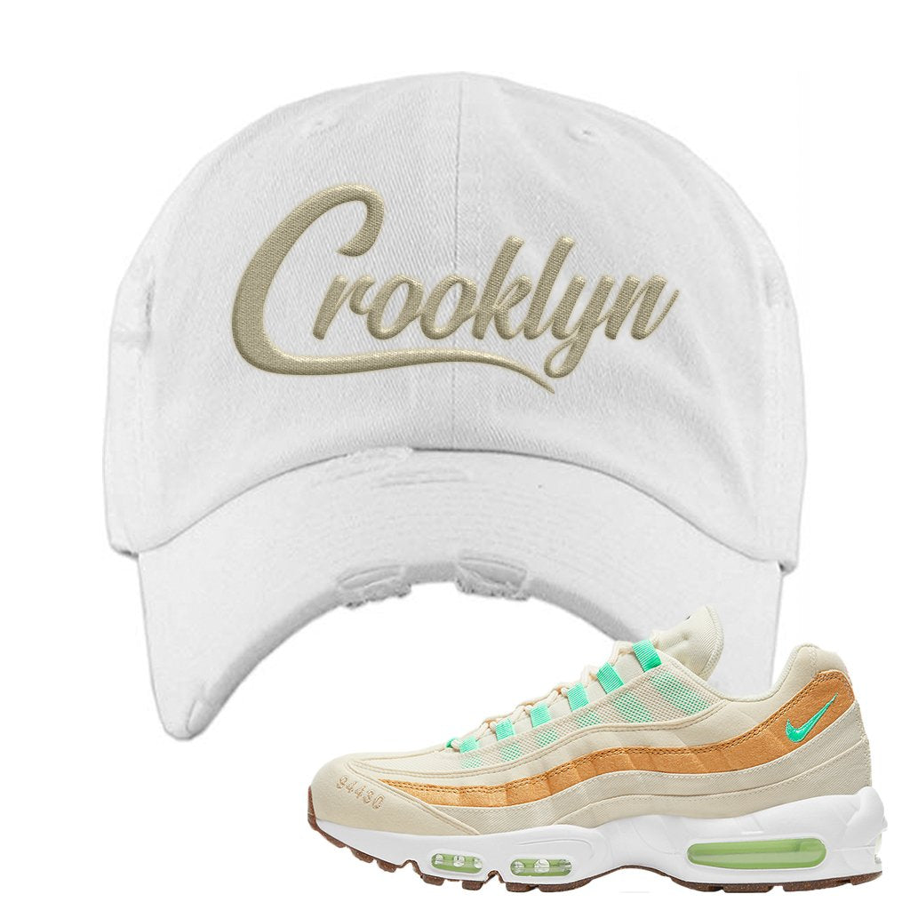 Happy Pineapple 95s Distressed Dad Hat | Crooklyn, White