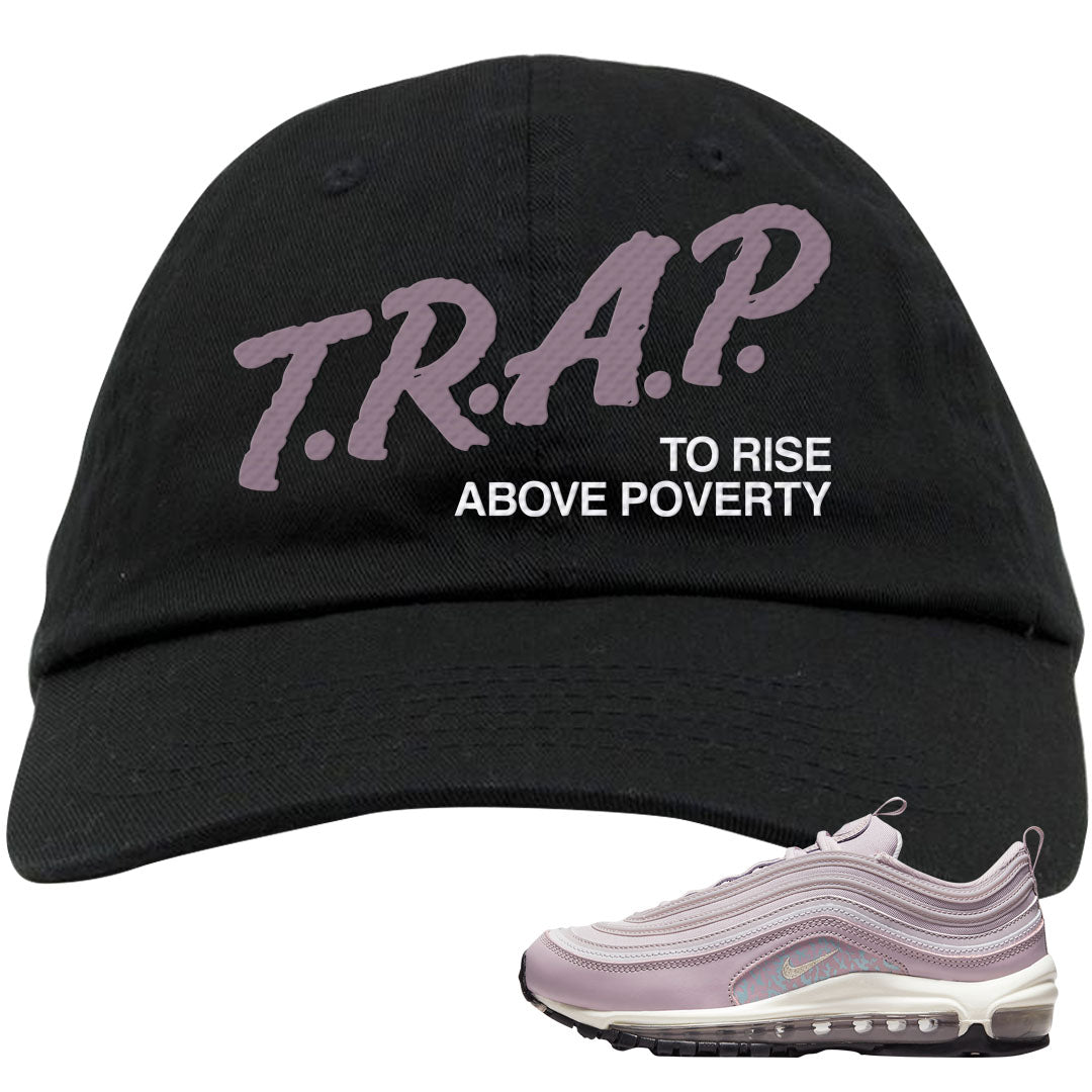 Plum Fog 97s Dad Hat | Trap To Rise Above Poverty, Black