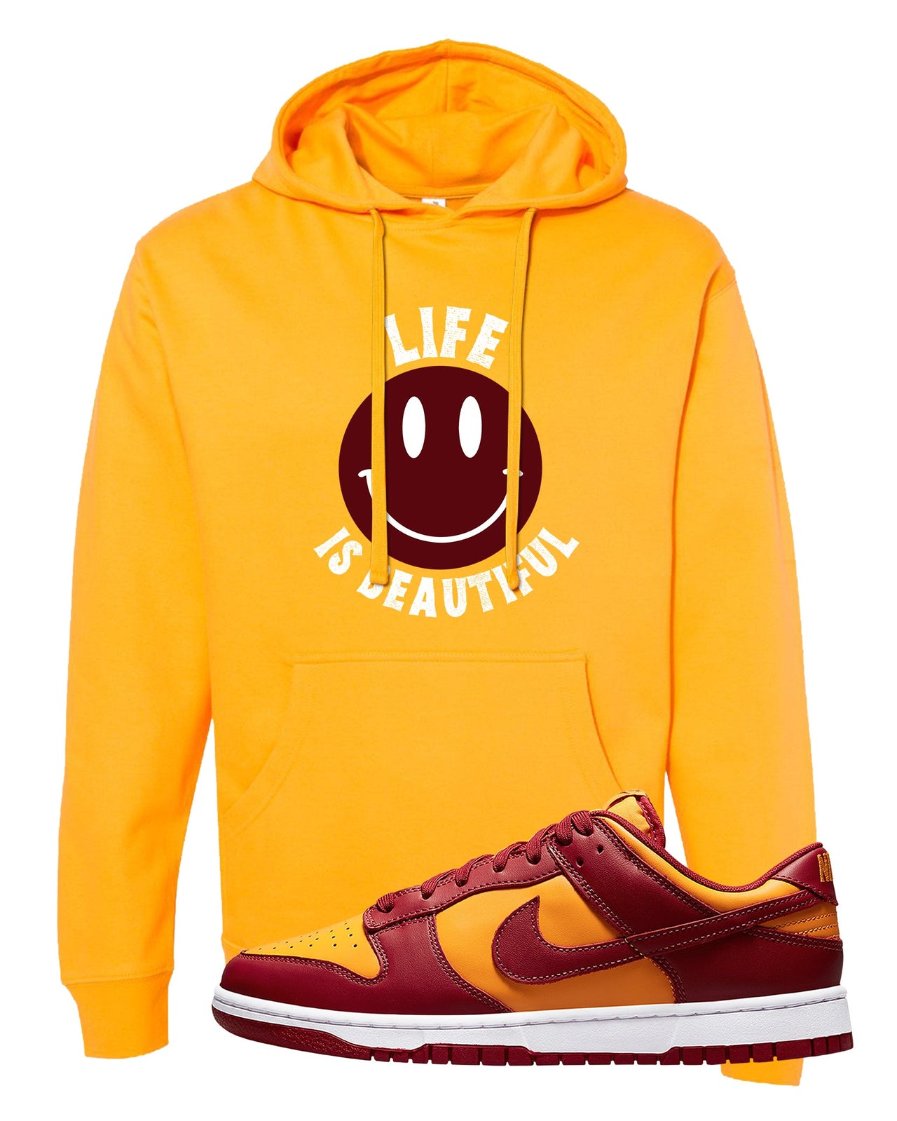 Midas Gold Low Dunks Hoodie | Smile Life Is Beautiful, Gold