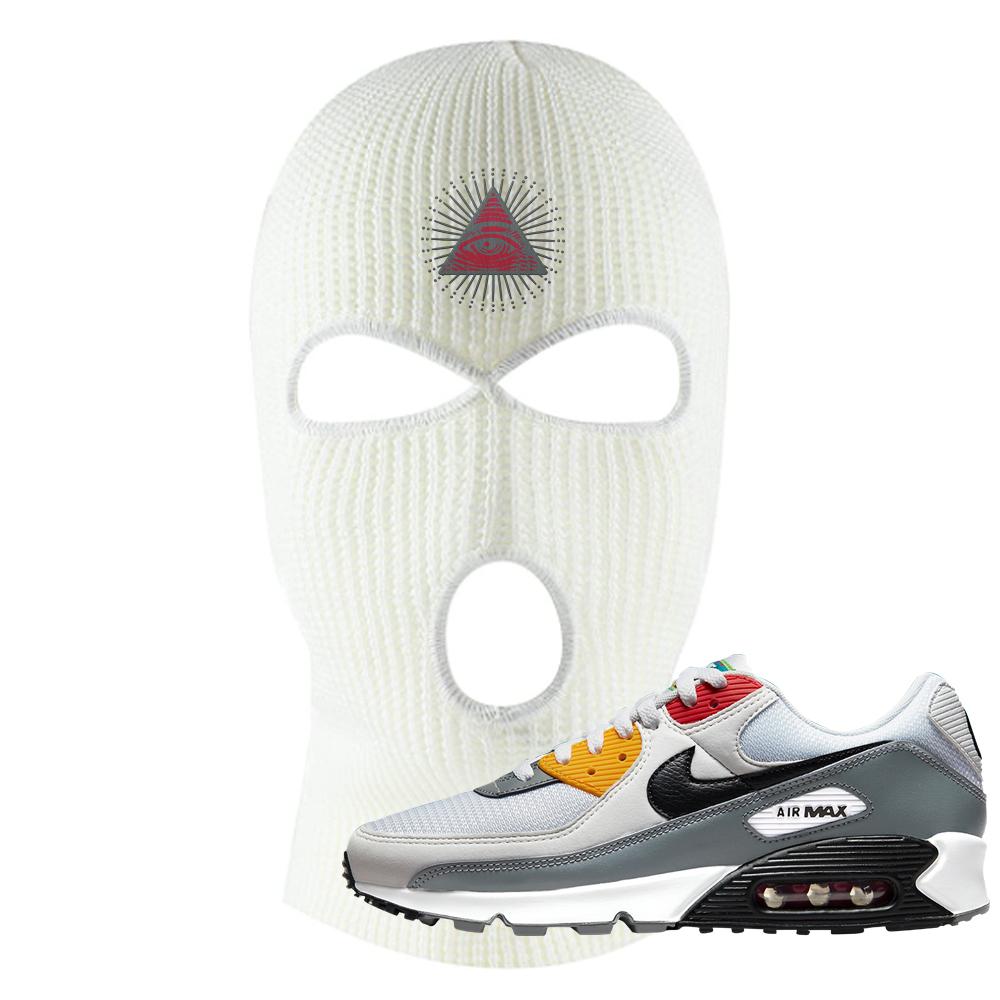 Peace Love Basketball 90s Ski Mask | All Seeing Eye, White