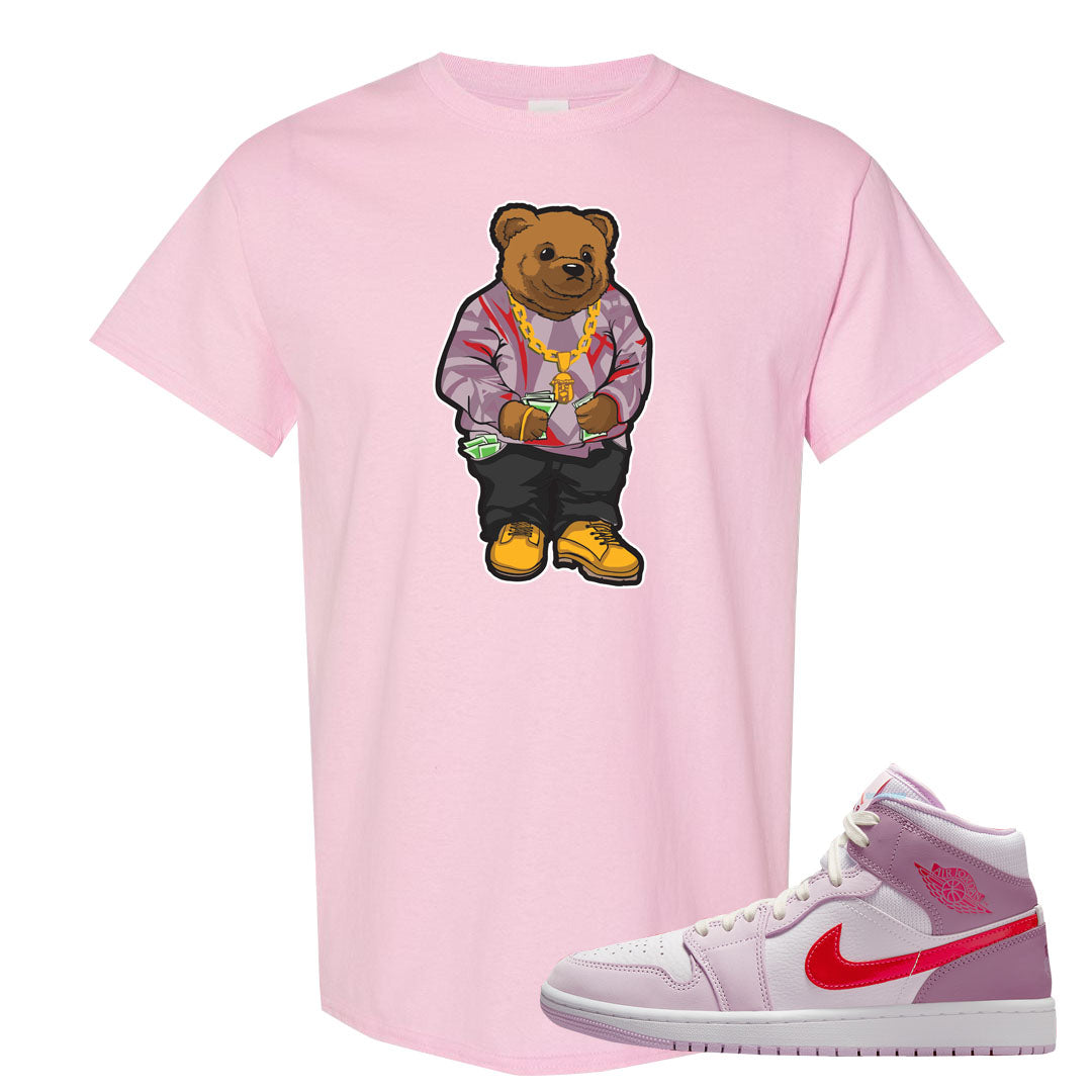 Valentine's Day Mid 1s T Shirt | Sweater Bear, Light Pink