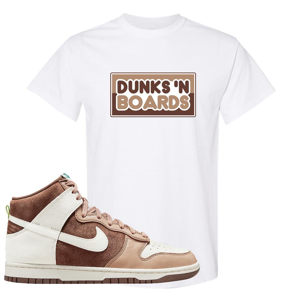 Light Chocolate High Dunks T Shirt | Dunks N Boards, White
