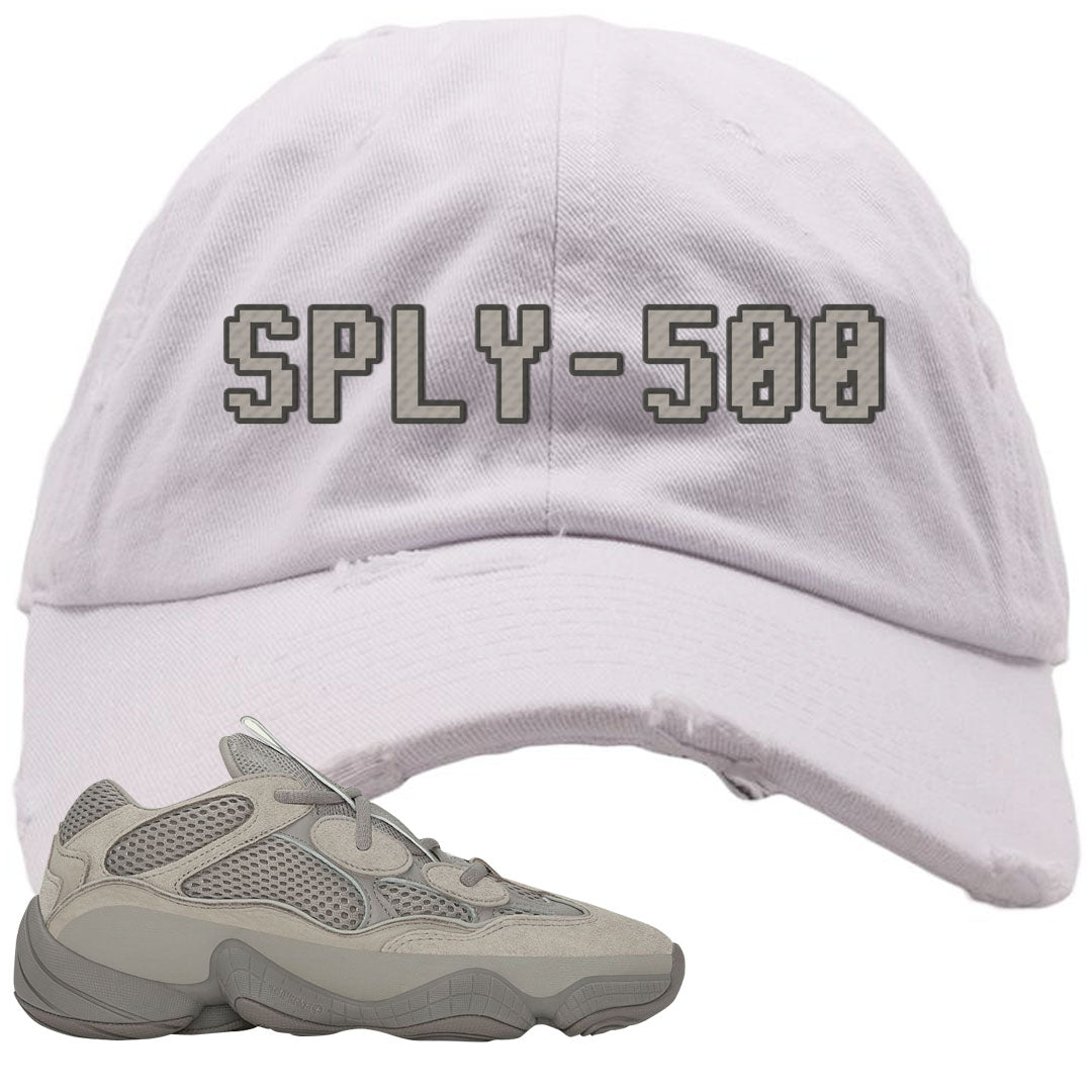 Ash Grey 500s Distressed Dad Hat | Sply-500, White