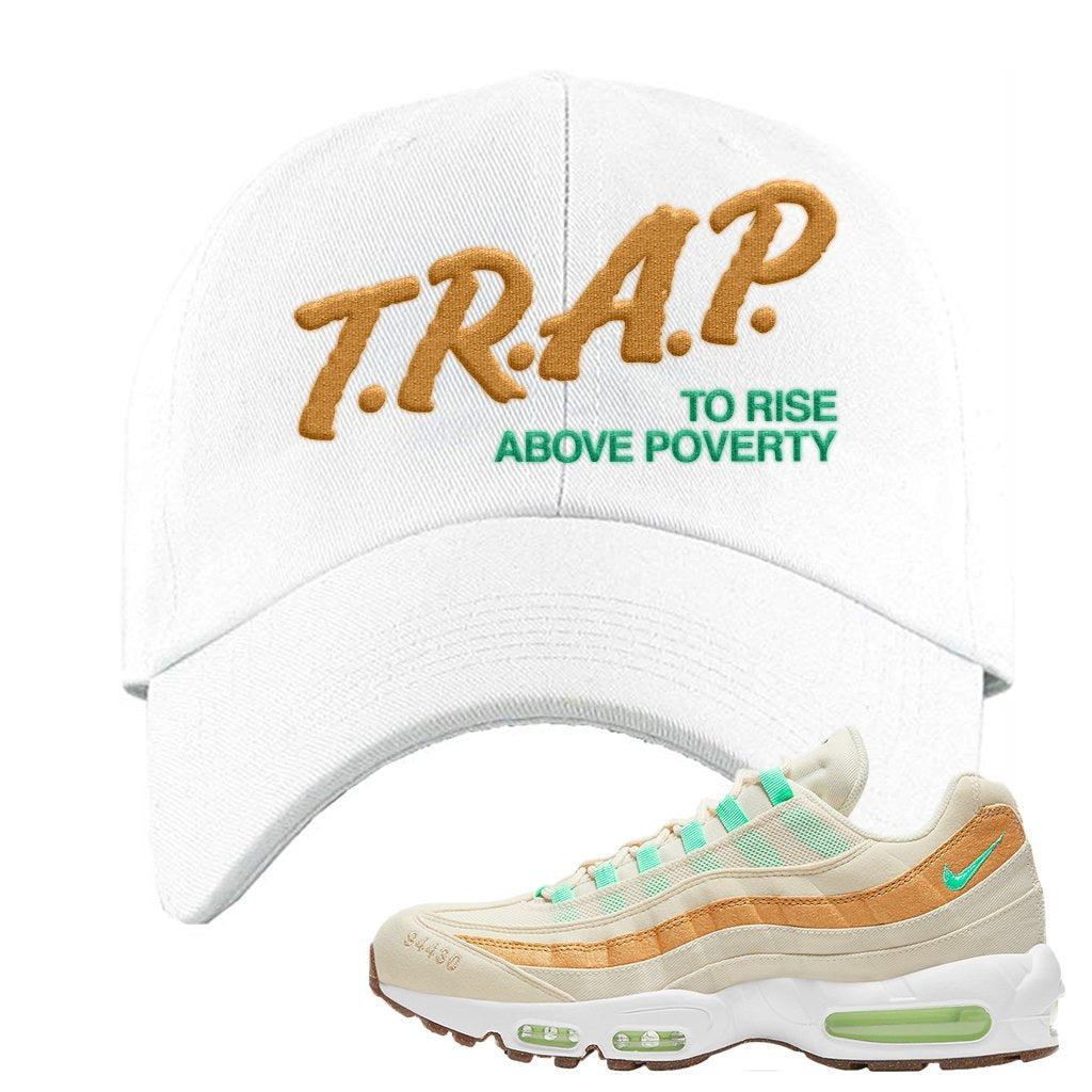 Happy Pineapple 95s Dad Hat | Trap To Rise Above Poverty, White