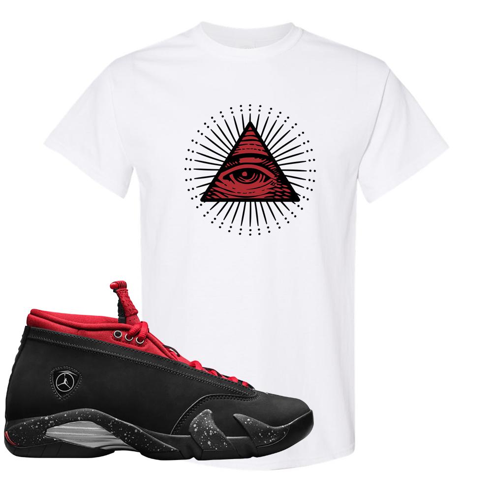 Red Lipstick Low 14s T Shirt | All Seeing Eye, White