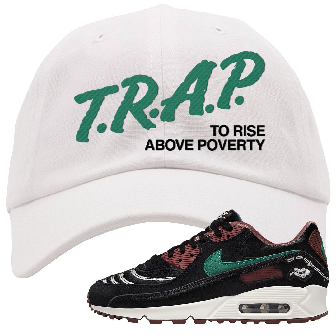 Always Familia Skeleton 90s Dad Hat | Trap To Rise Above Poverty, White