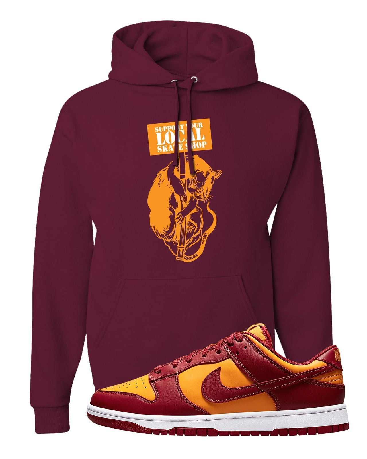 Midas Gold Low Dunks Hoodie | Support Your Local Skate Shop, Maroon