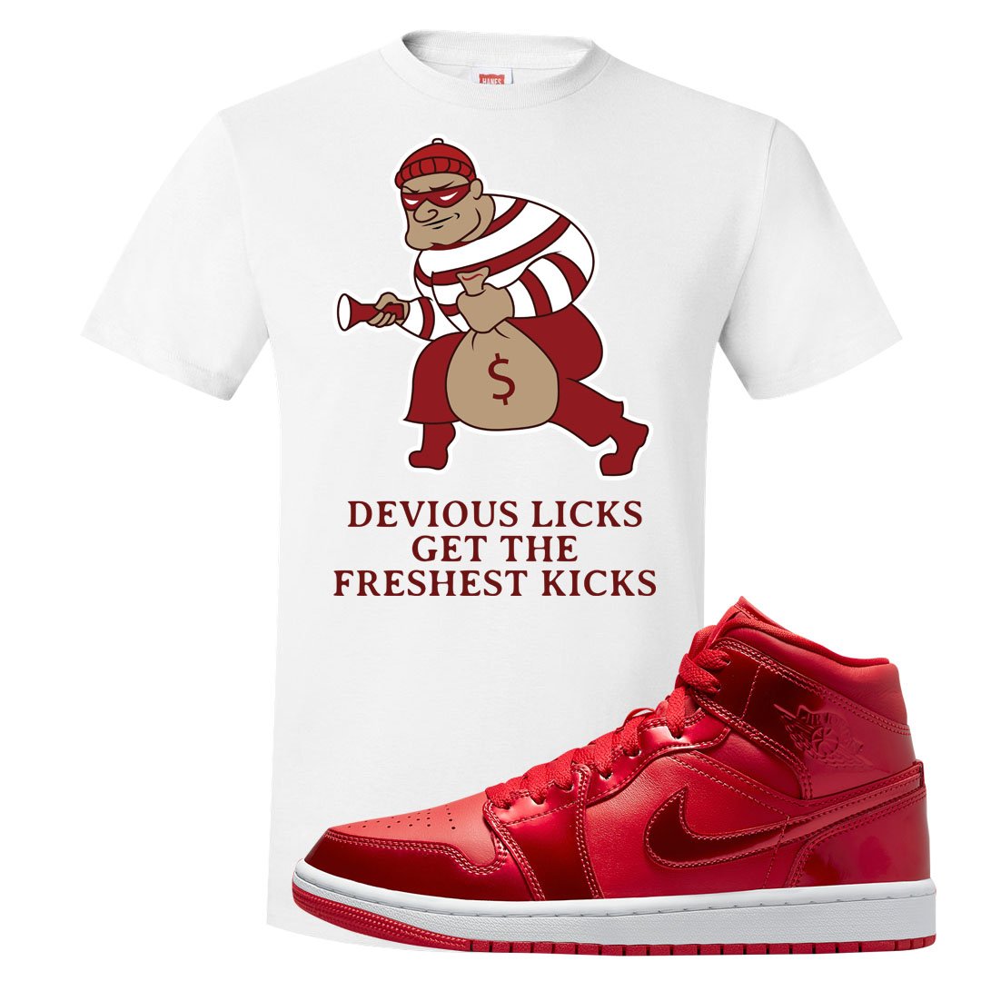University Red Pomegranate Mid 1s T Shirt | Devious Licks, White