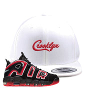 Air More Uptempo Laser Crimson Crooklyn White Sneaker Hook Up Snapback Hat
